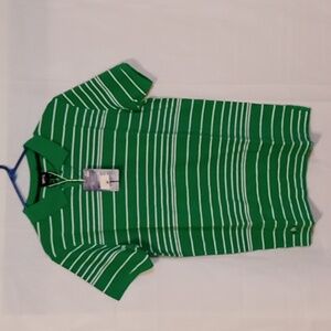 K1X MENS Polo Shirt Green White Striped Size L NWT